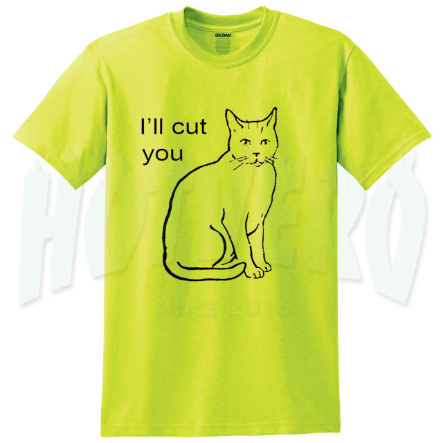 Cute Kitten Saying I'll Cut You Yellow T Shirt