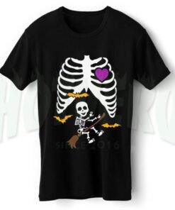 Baby Broom Witch Skeleton Maternity Halloween T Shirt