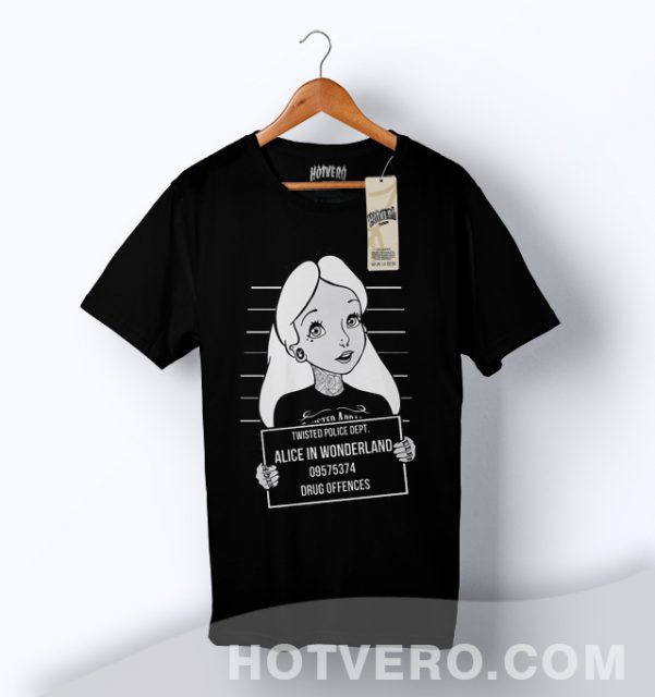 Cheap Alice Wonderland Mugshot Parody T Shirt