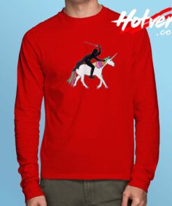 Funny Darth Father Riding Unicorn Long Sleeve Shirt