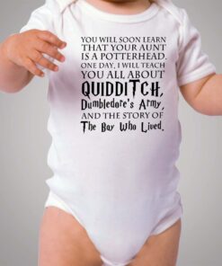 Harry Potter Quote Learn About Quidditch Baby Onesie