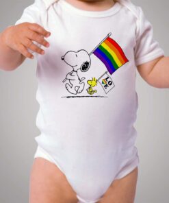 Snoopy Rainbow Flag Baby Onesie Bodysuit