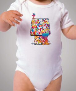 Snoopy and Woodstock Paint Color Baby Onesie