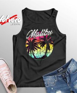 Malibu Beach Vintage Palm Surfing Summer Tank Top