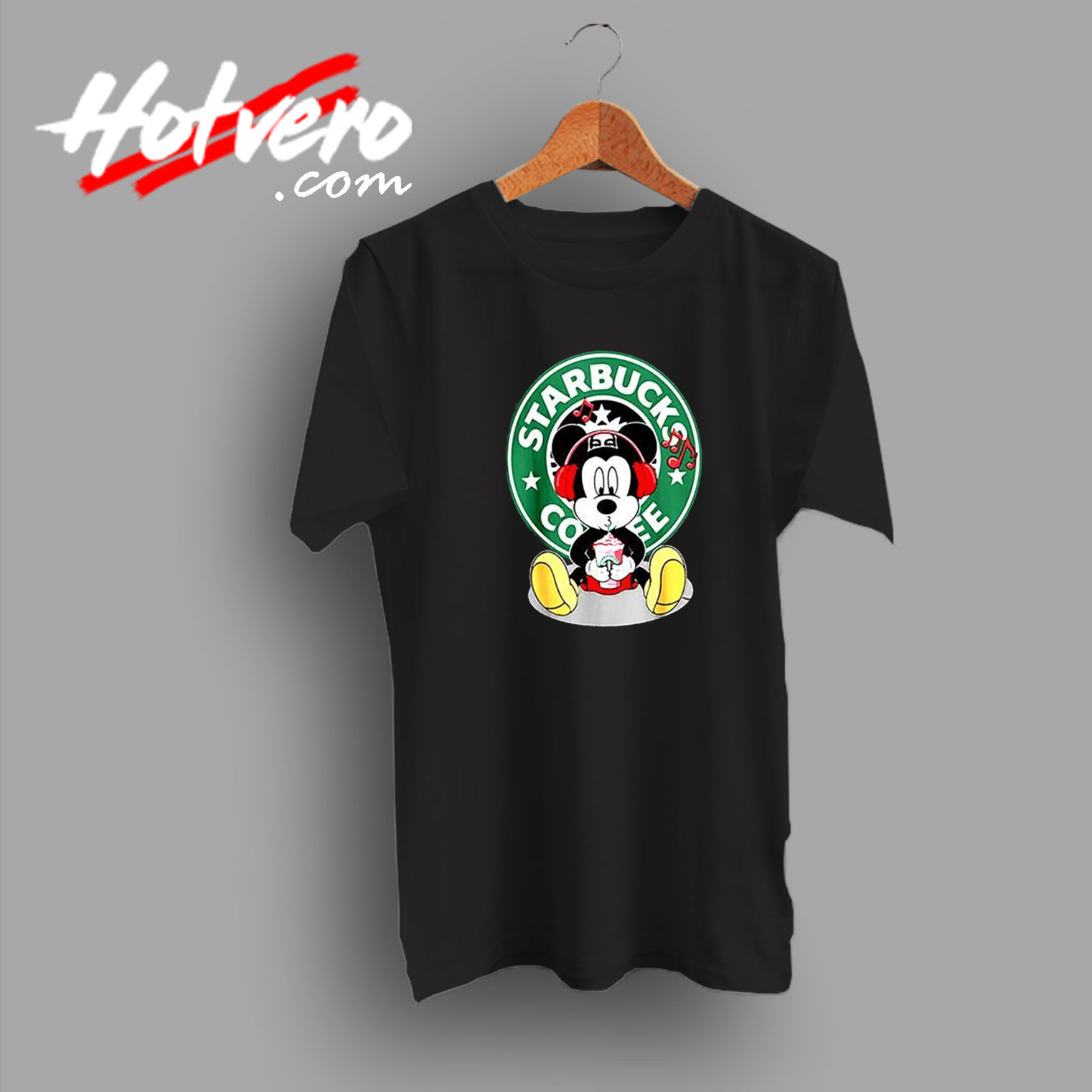Mickey Mouse Drinking Starbucks Coffee T shirt