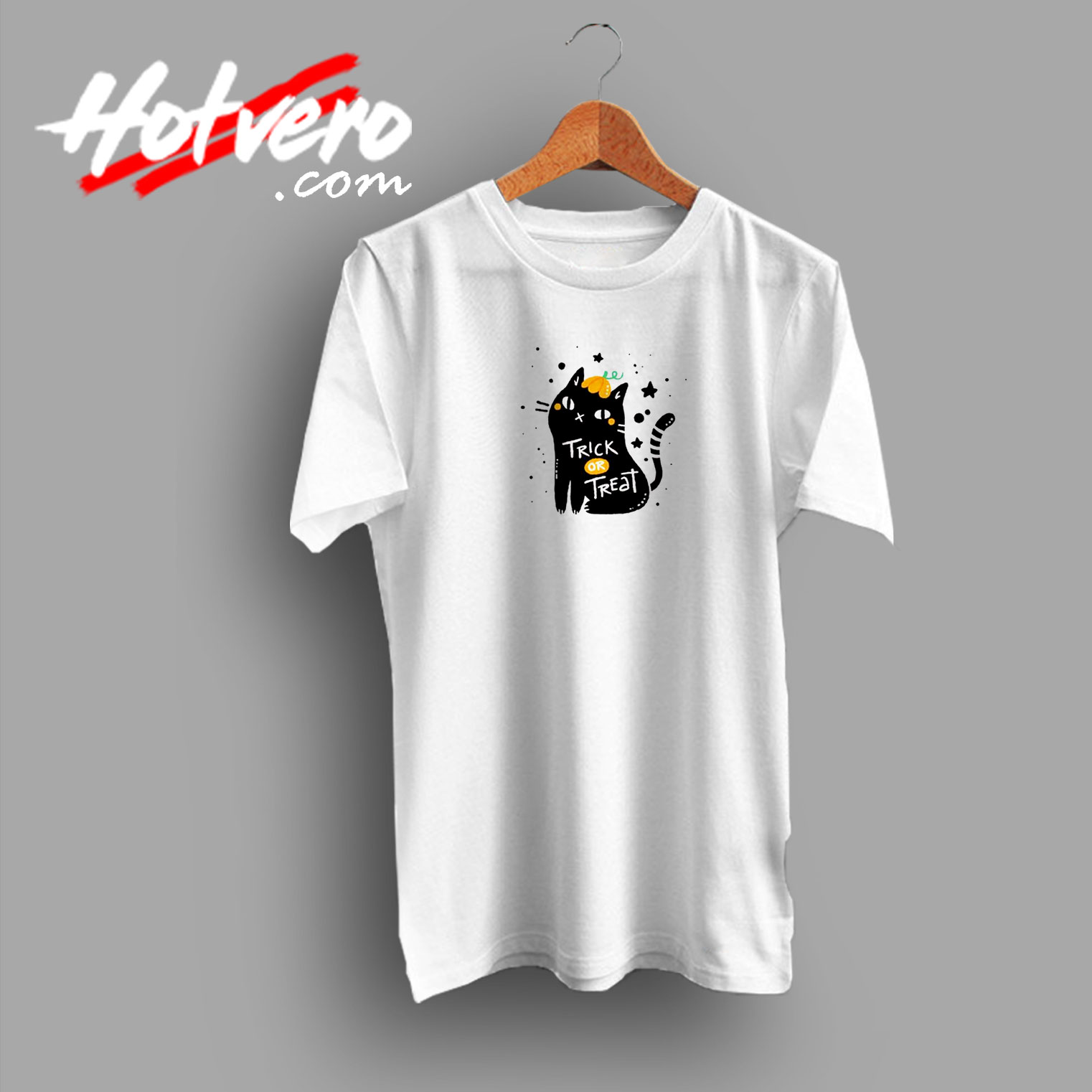 New Trick Or Treat Halloween Black Cat T Shirt