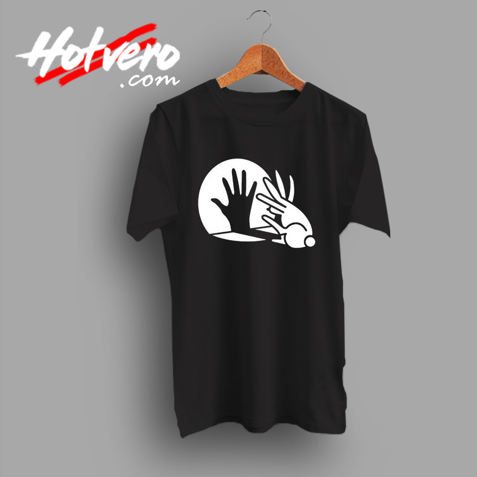 Rabbit Hand Shadow Funny Bunny College T Shirt