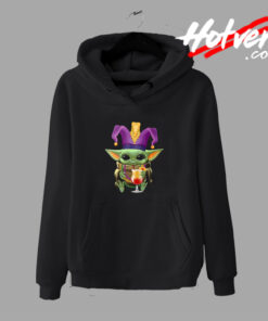 Baby Yoda Mardi Gras Drinking Hoodie