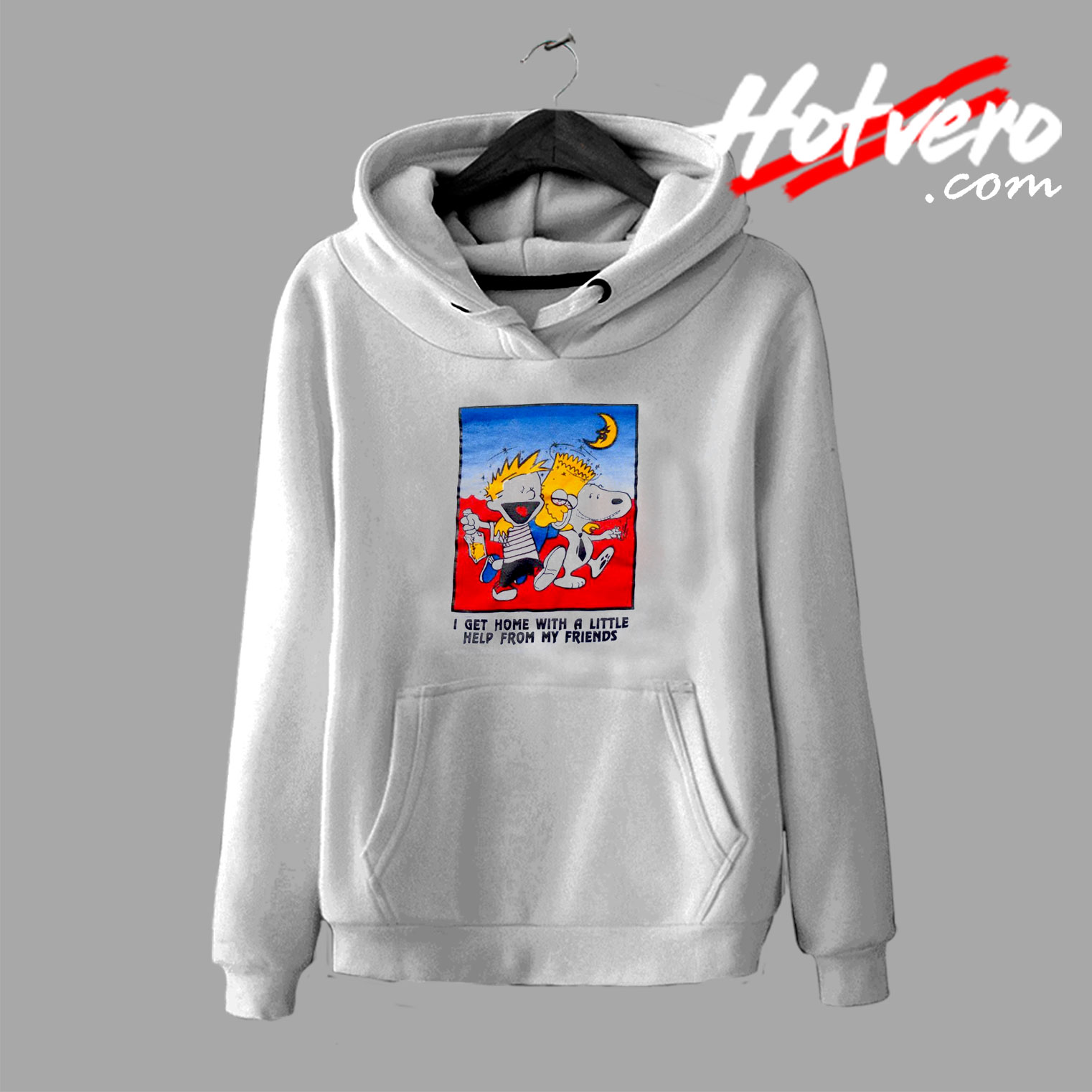 Bart Simpson Calvin And Hobbes Together Friends Hoodie