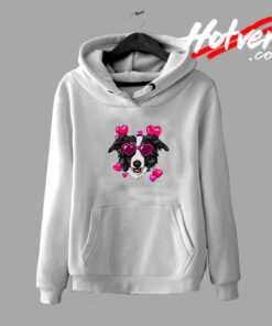 Border Collie Valentines Day Vintage Style Hoodie