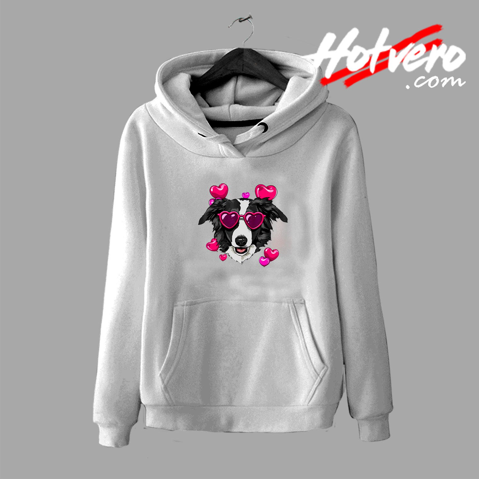 Border Collie Valentines Day Vintage Style Hoodie