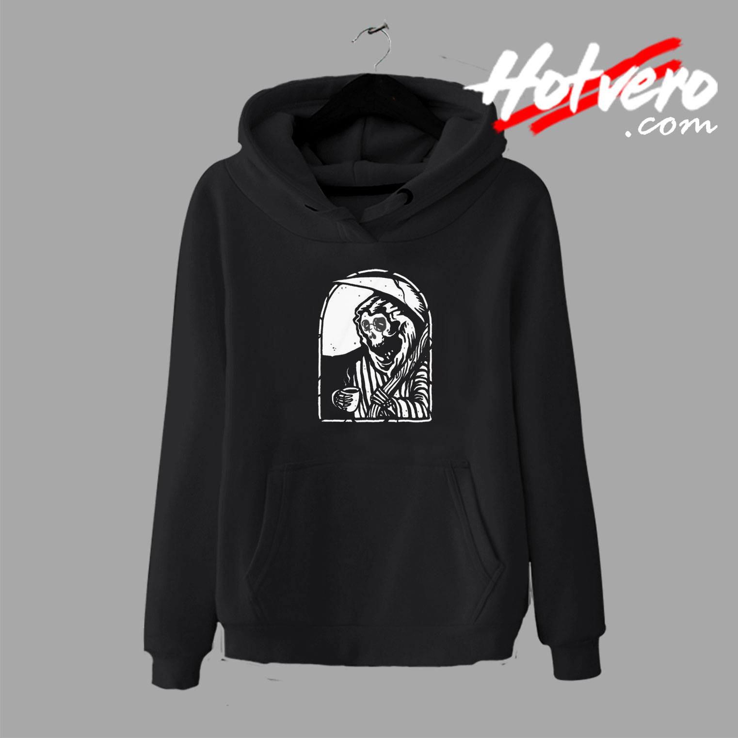 Grim Reaper Death With Coffee Hoodie