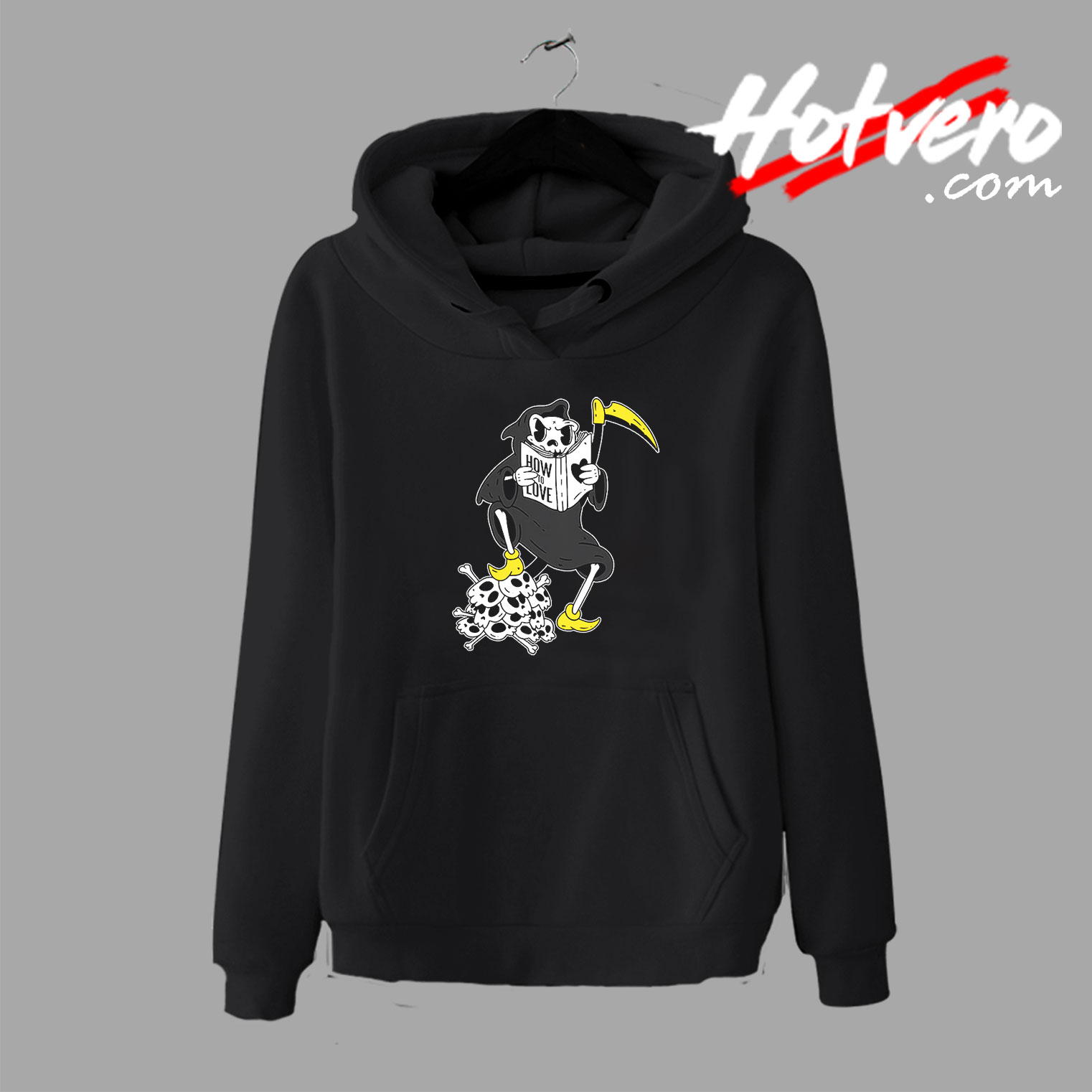 Grim Reaper Reading Book Hoodie