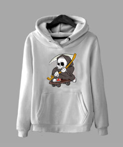 Grim Reaper Skater Or Die Skating Skull Skeleton Hoodie