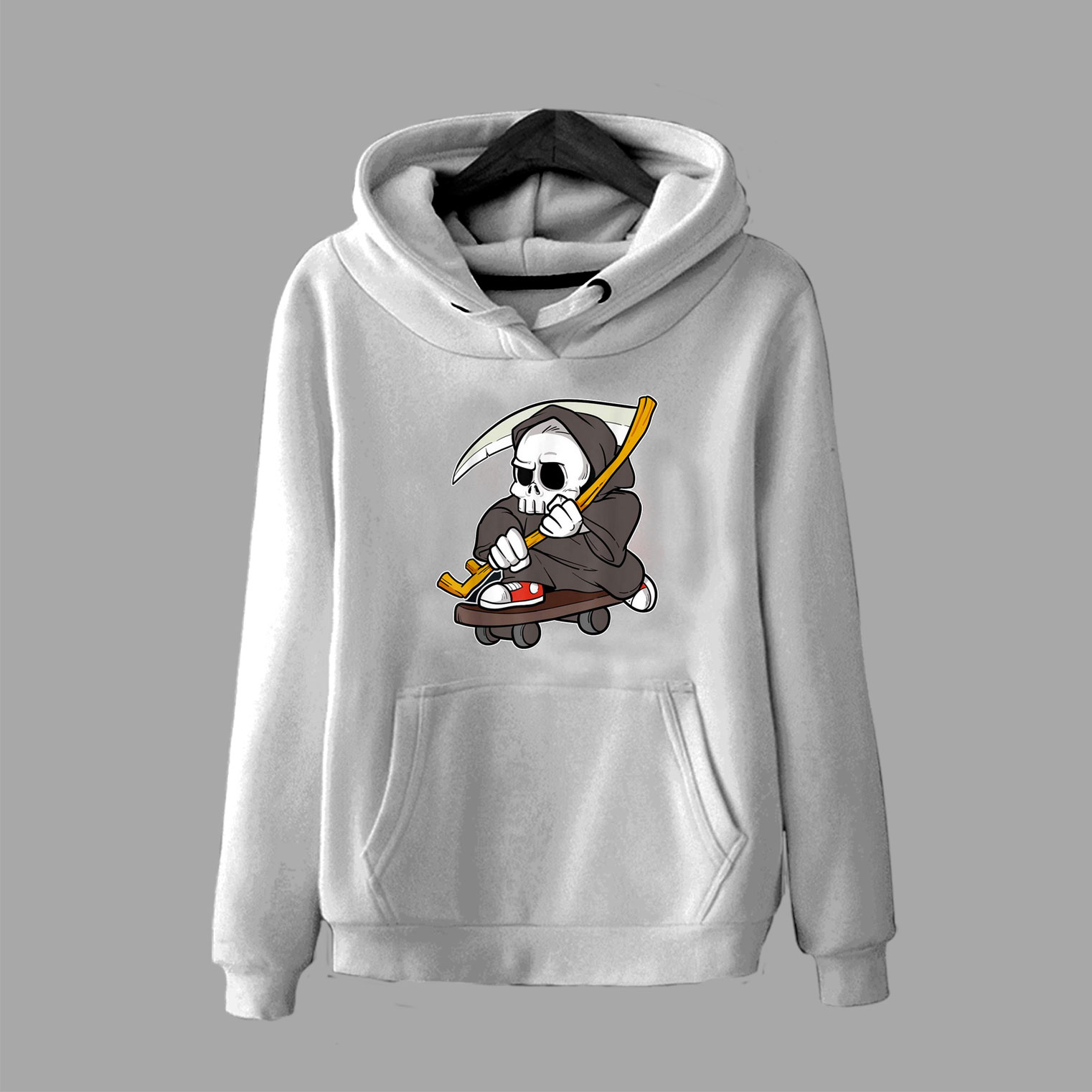 Grim Reaper Skater Or Die Skating Skull Skeleton Hoodie