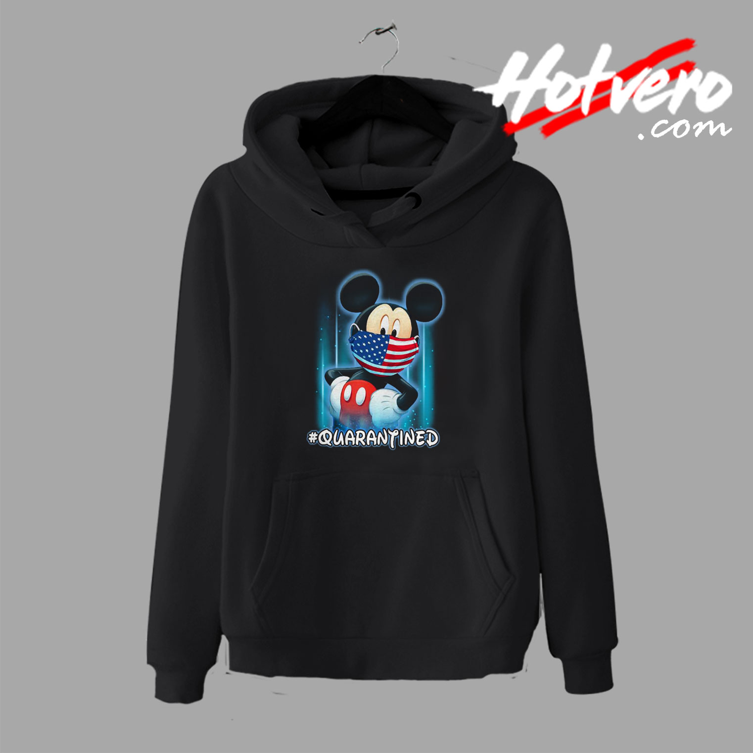 Mickey Mouse Mask American Flag Quarantined Hoodie