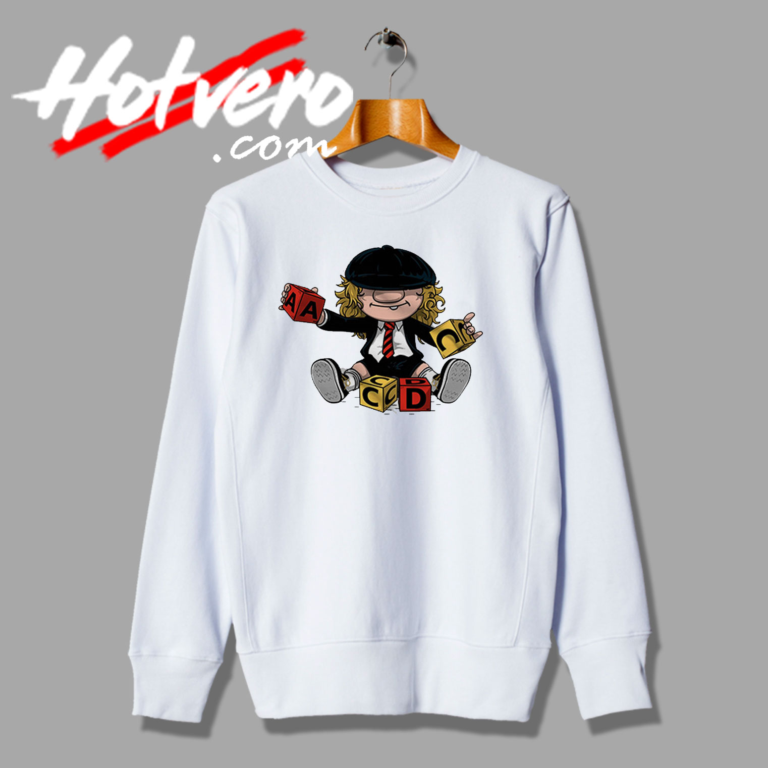 Angus Young Playing Puzzle Vintage Style Sweatshirt