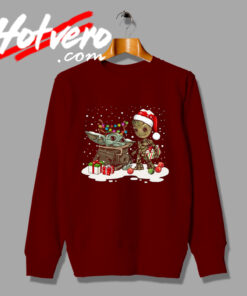 Baby Groot And Baby Yoda Santa Gift Sweatshirt