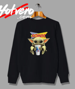 Baby Yoda Drinking Parody Sonic Sweatshirt