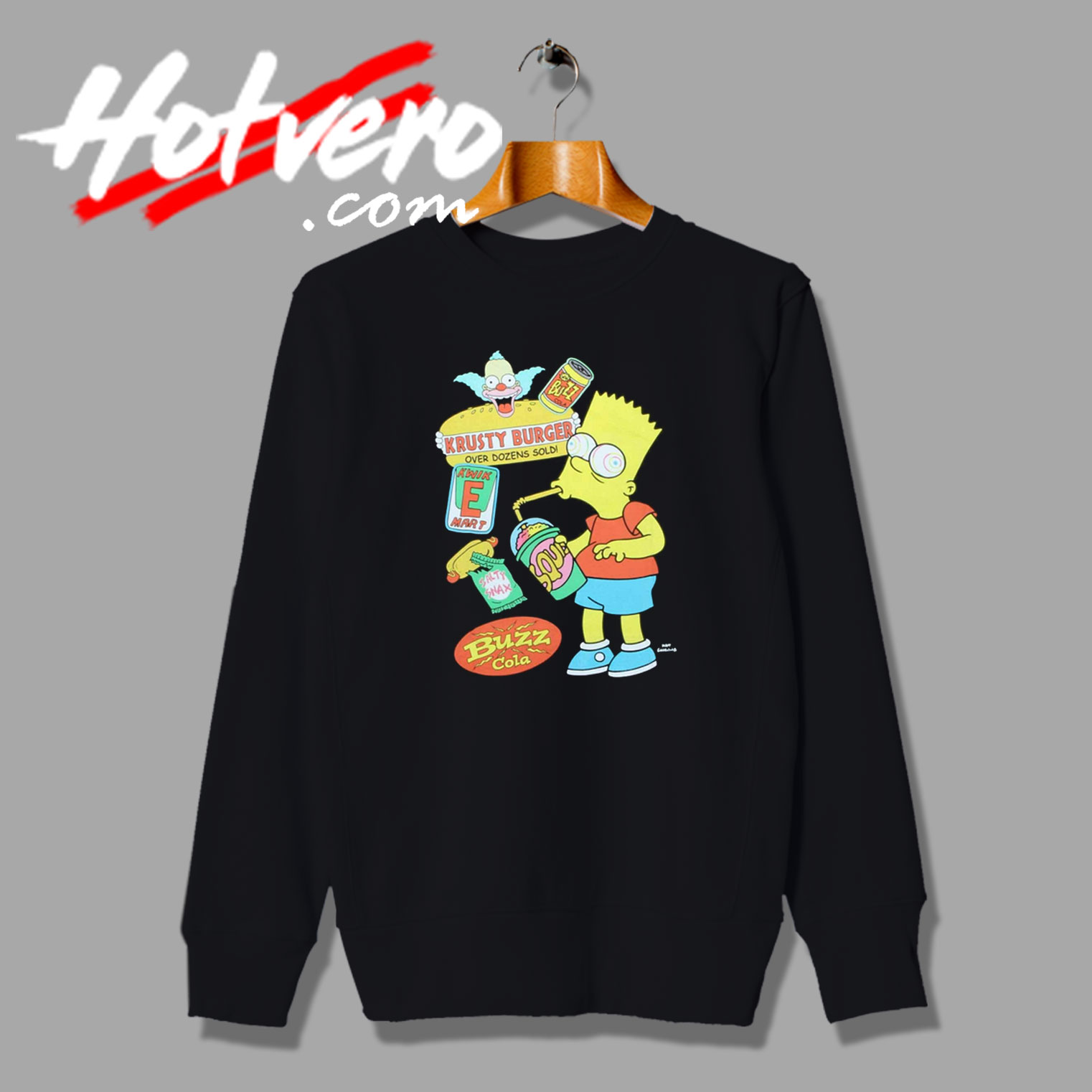 Bart Simpson Krusty Burger Funny Cartoon Sweatshirt