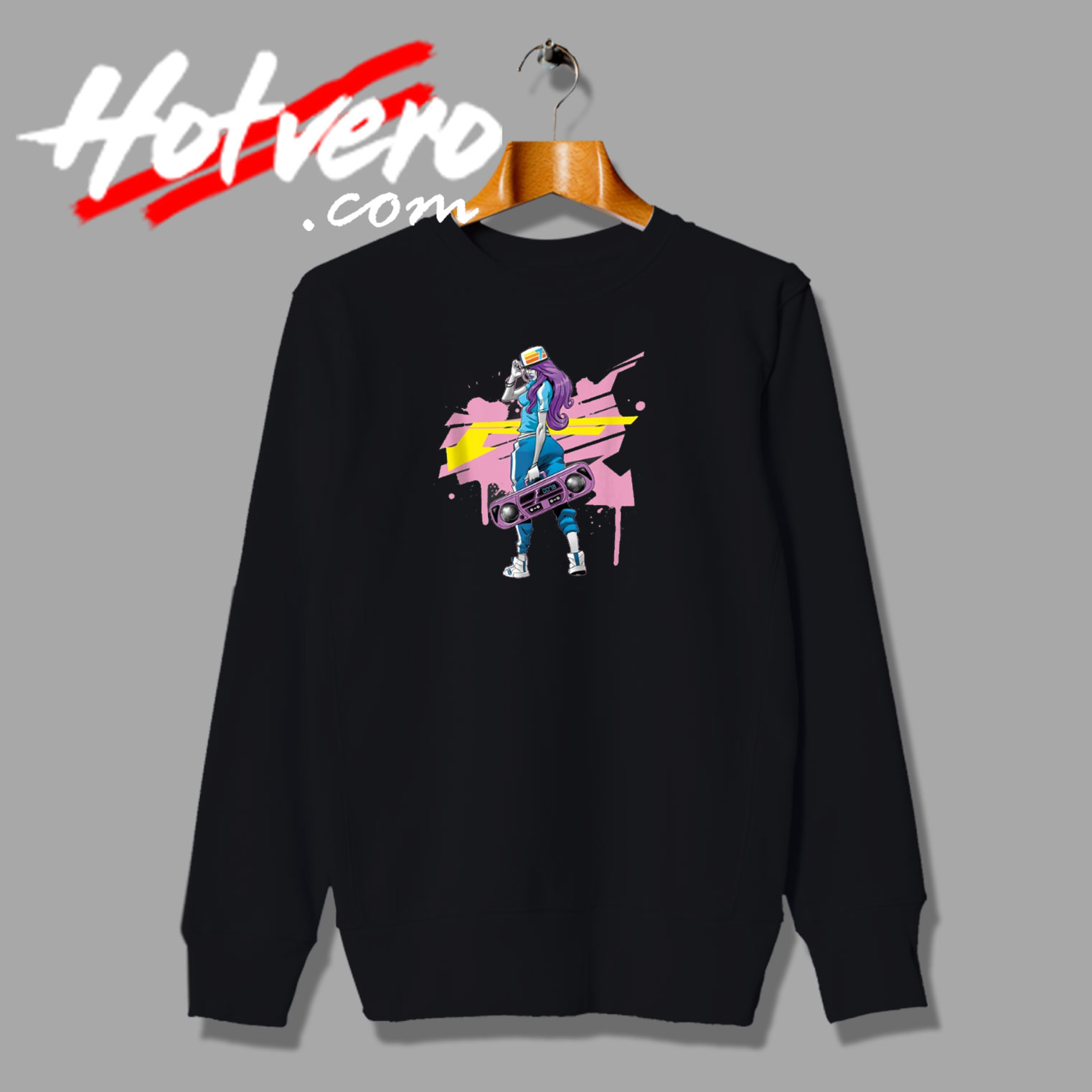 Boombox Girl Hip Hop Cute Graphic Sweatshirt