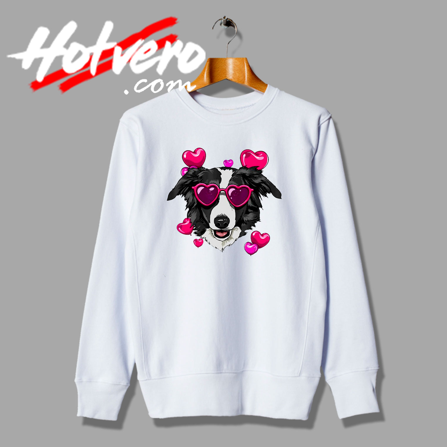 Border Collie Valentines Day Love Graphic Sweatshirt