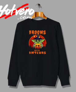 Brooms Yoda Halloween Moon Graphic Sweatshirt