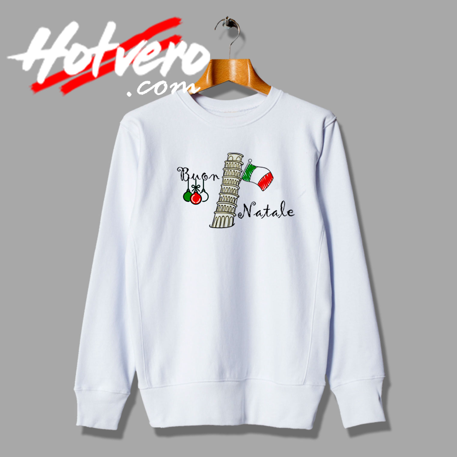 Buon Natale Christmas Italian Flag and Tower of Pisa Sweatshirt
