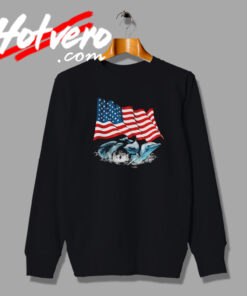 Cute Dolphins American Flag Independence Day Custom Sweatshirt