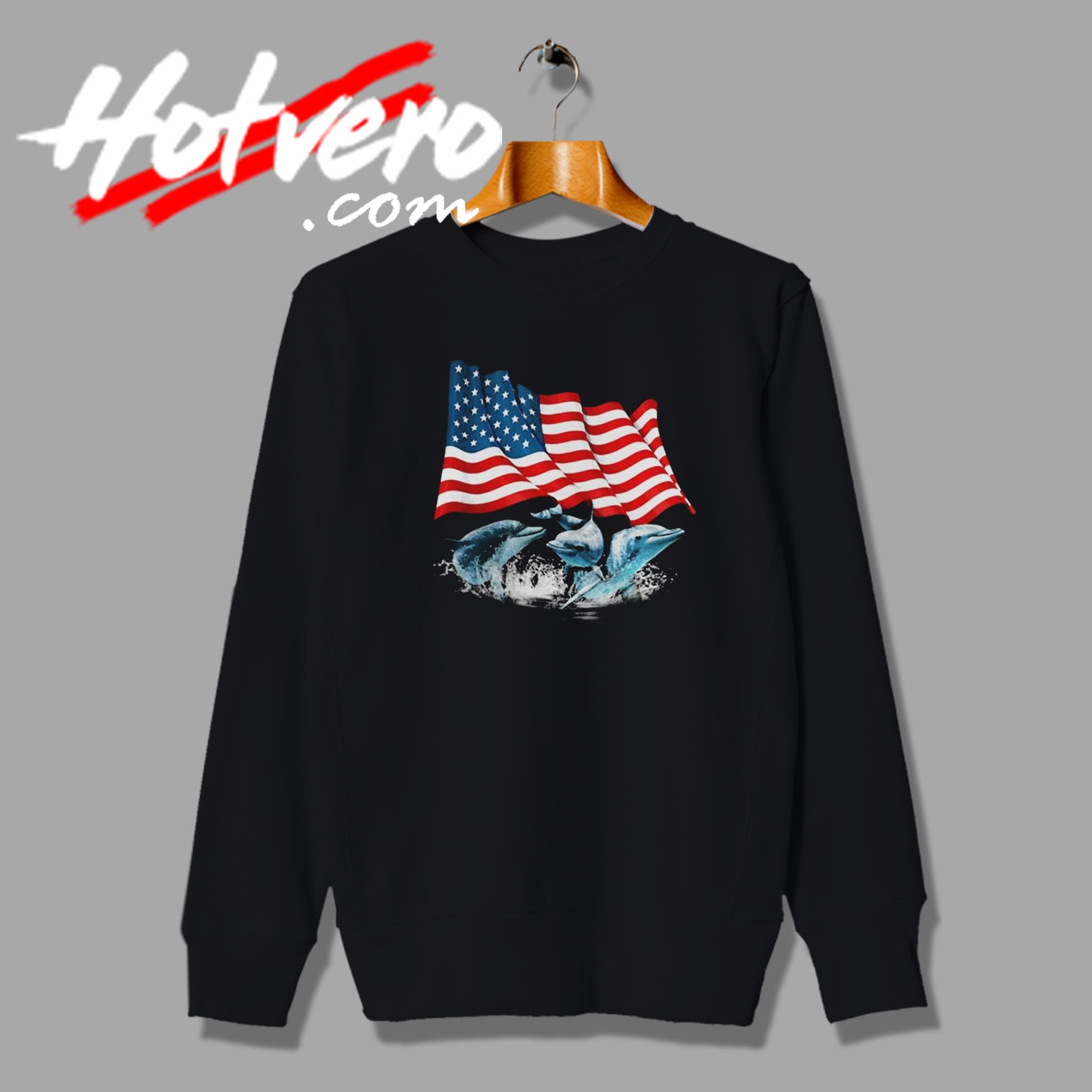 Cute Dolphins American Flag Independence Day Custom Sweatshirt