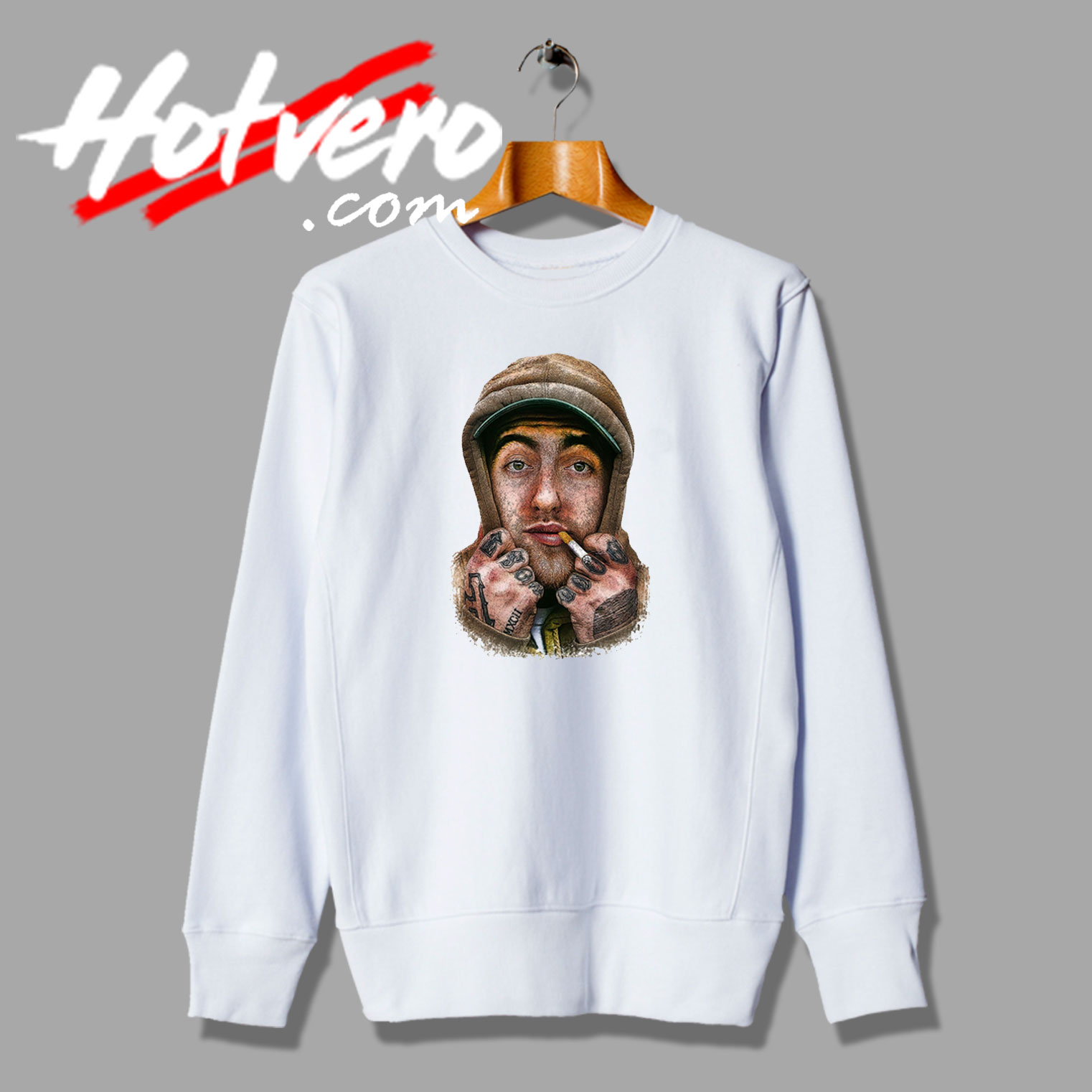 Mac Miller Portrait Smoke Graphic Sweatshirt