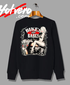 Marilyn Monroe Riding Bikes and Babes Graphic Sweatshirt