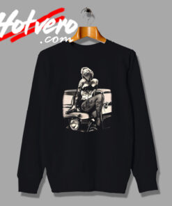 Marilyn Monroe Tattoo On Classic Car Graphic Sweatshirt