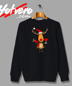Reindeer Drinking Wine Christmas Cartoon Sweatshirt