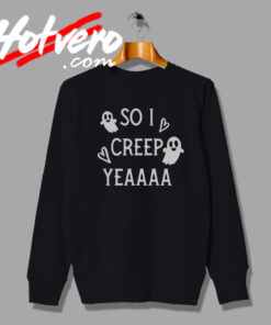 SO I CREEP Yeaaa Womens Halloween Cropped Fleece Sweatshirt