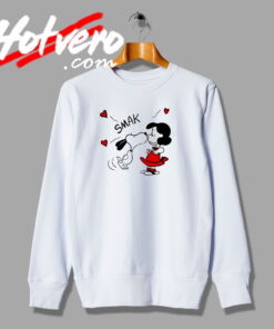 Snoopy Lucy Valentines Day Kissing Artwork Sweatshirt