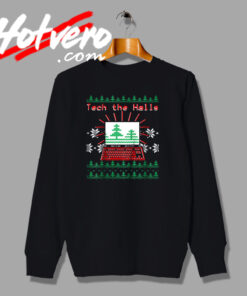 Tech The Halls Computer Ugly Christmas Sweatshirt
