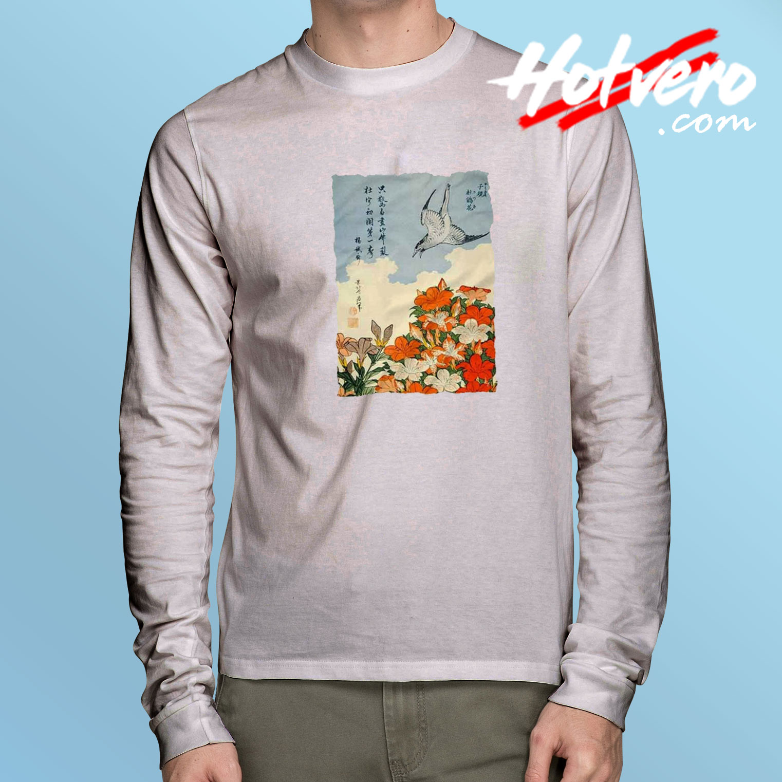 Katsushika Hokusai Cuckoo Azaleas Long Sleeve Tee