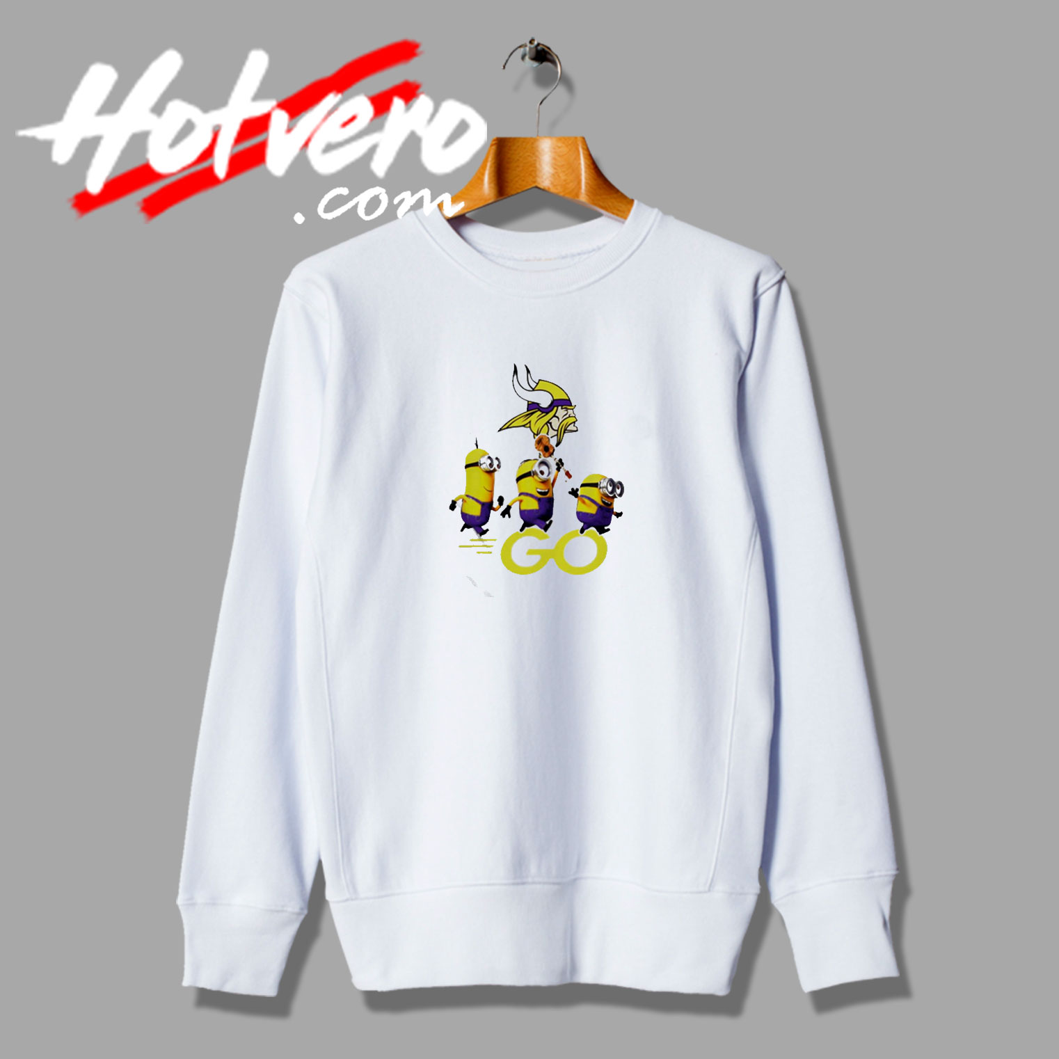 Vikings Minions Go White Funny Sweatshirt