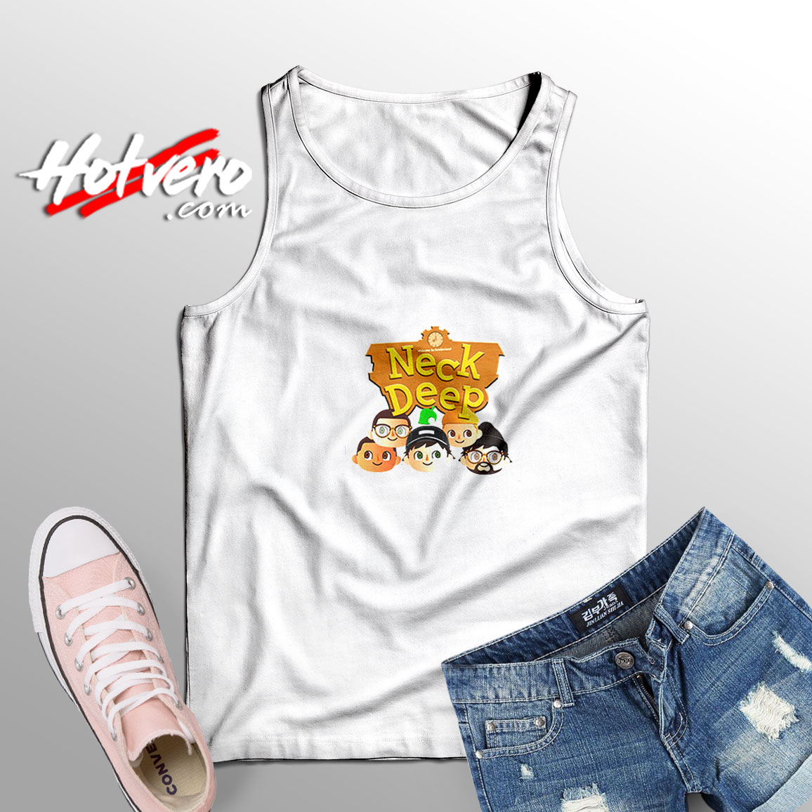 Neck Deep Animal Crossing Adult Tank Top