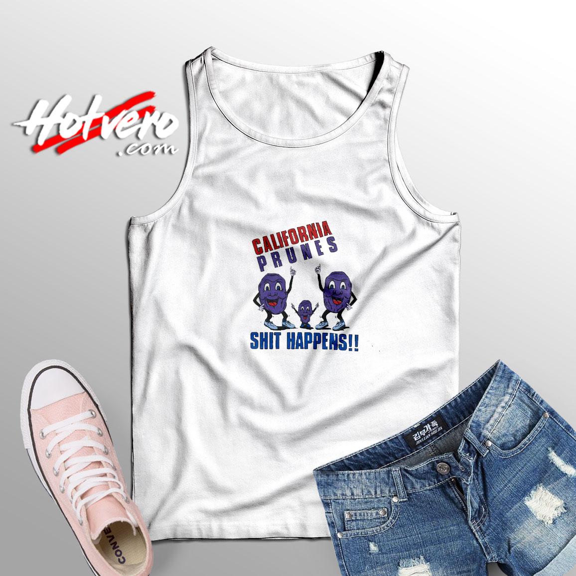California Prunes Shit Happens Adult Tank Top