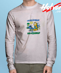 Garfield On The Look Out For A Cookout Logn Sleeve Tee