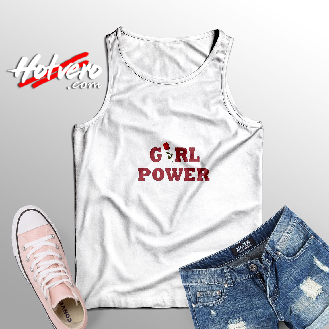 Girl Power Rose Adult Tank Top