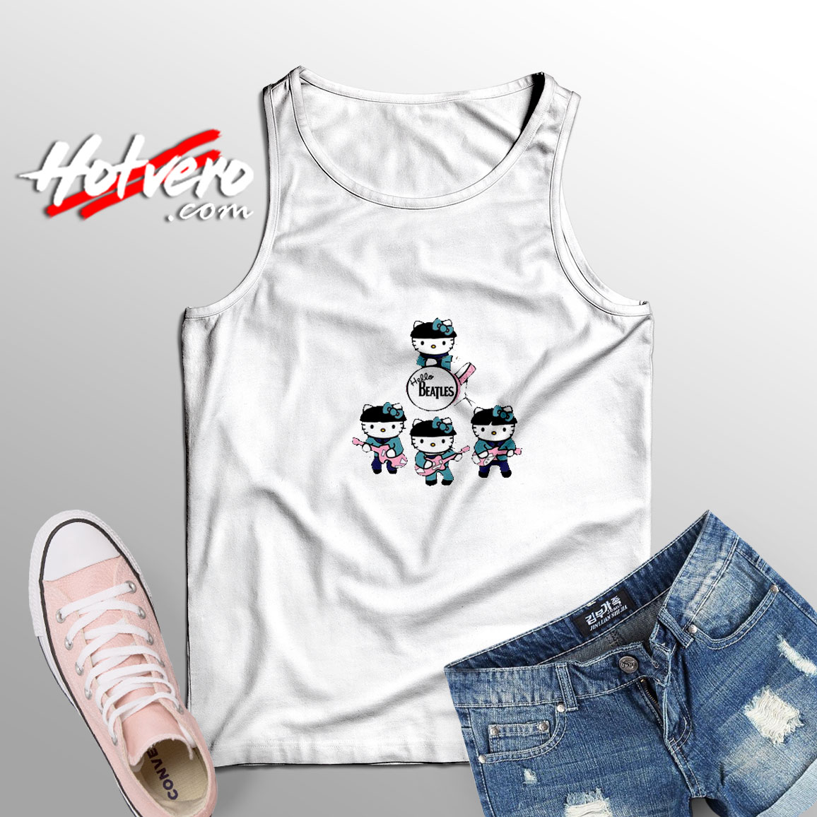 Hello Kitty Beatles Adult Tank Top