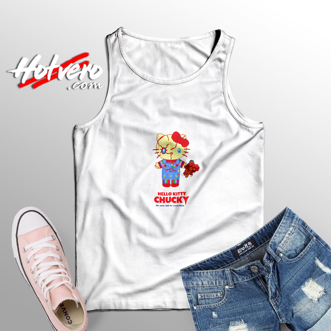 Hello Kitty Chucky Adult Tank Top