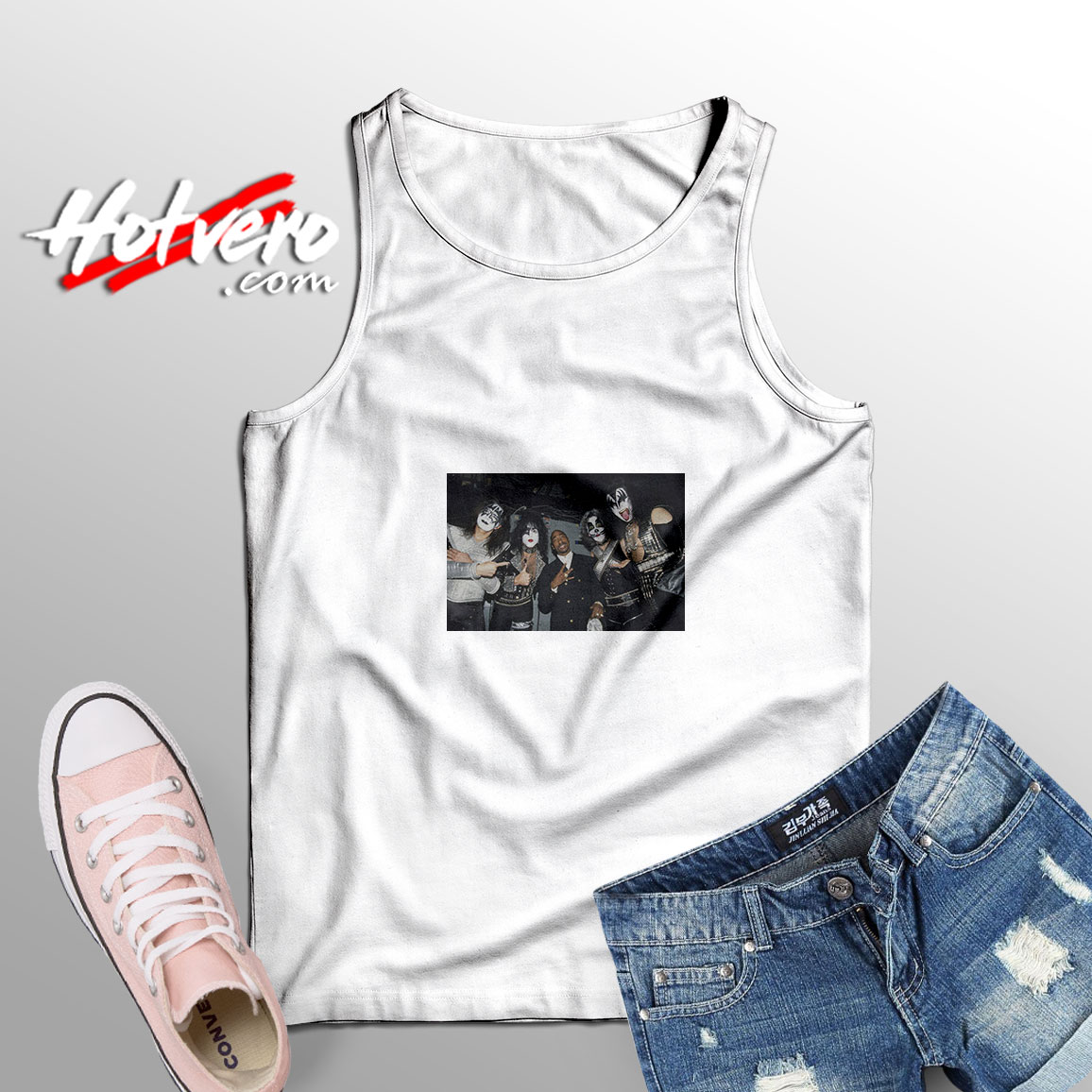 Tupac And KISS Band Adult Tank Top