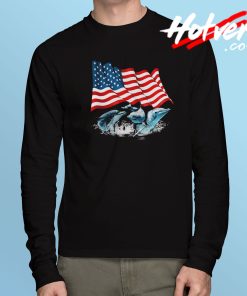Dolphins American Flag Independence Day Long Sleeve T Shirt