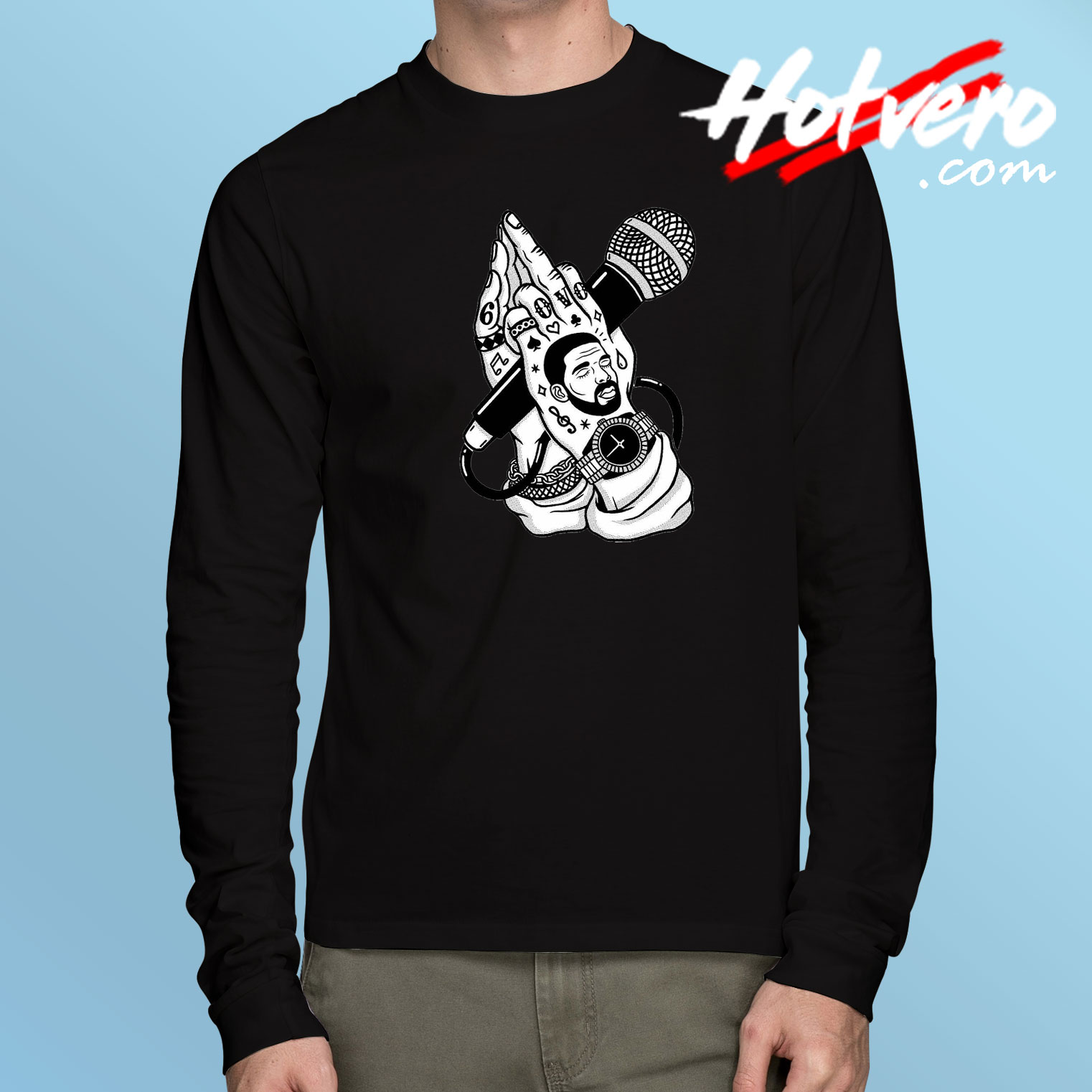 Drake Monochrome Hand Long Sleeve T Shirt