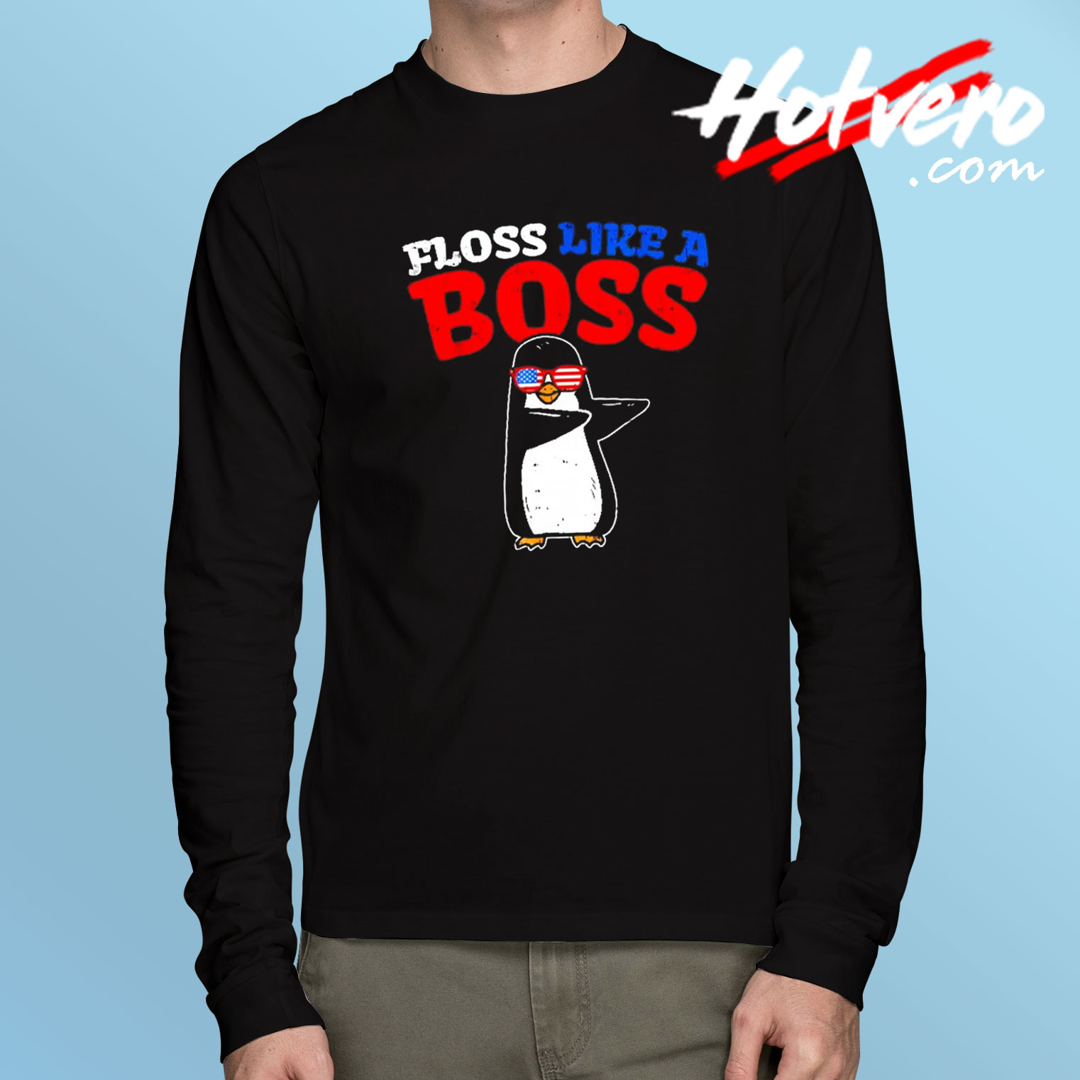 Floss Like A Boss Penguin Long Sleeve T Shirt
