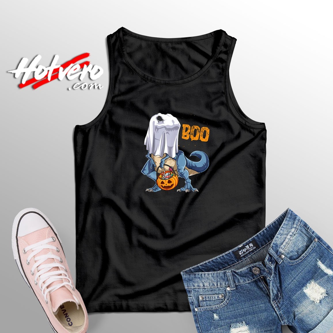 T rex Boo Candy Pumpkin Casual Tank Top